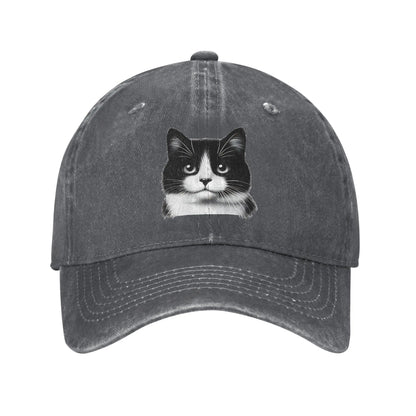 Black White Cat Washed Y2K Trucker Baseball Cap
