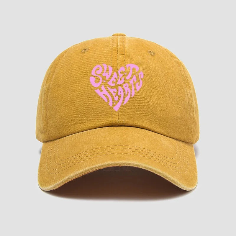 Pink Heart Letter Print Baseball Cap