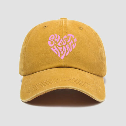 Pink Heart Letter Print Baseball Cap