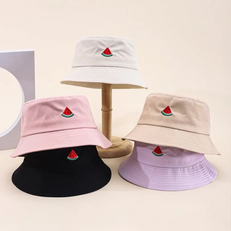 Embroidered Watermelon Pattern Foldable Bucket Hat