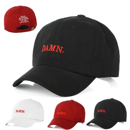 DAMN Letter Embroidery Distressed Washed Baseball Cap
