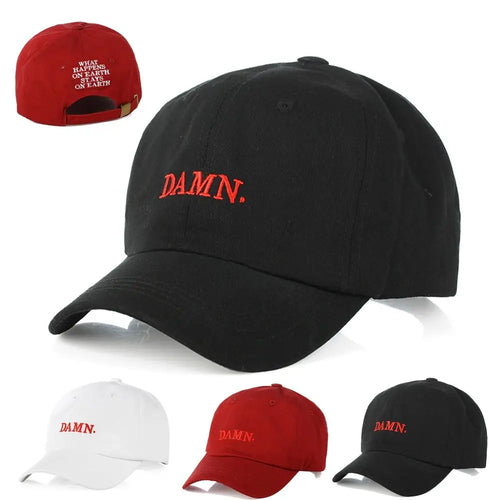 DAMN Letter Embroidery Distressed Washed Baseball Cap