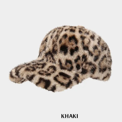 Leopard Print Plush Baseball Cap