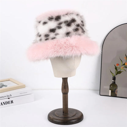 Women Fox Fur Winter Bucket Hat