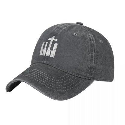 Christian Musician Keyboard Cross Denim Baseball Cap