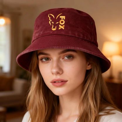 FOX Washed Retro Embroidered Bucket Hat