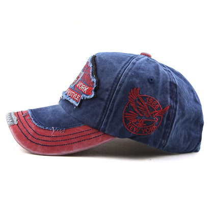 Unisex Washed Cotton Letter Adjustable Baseball Cap