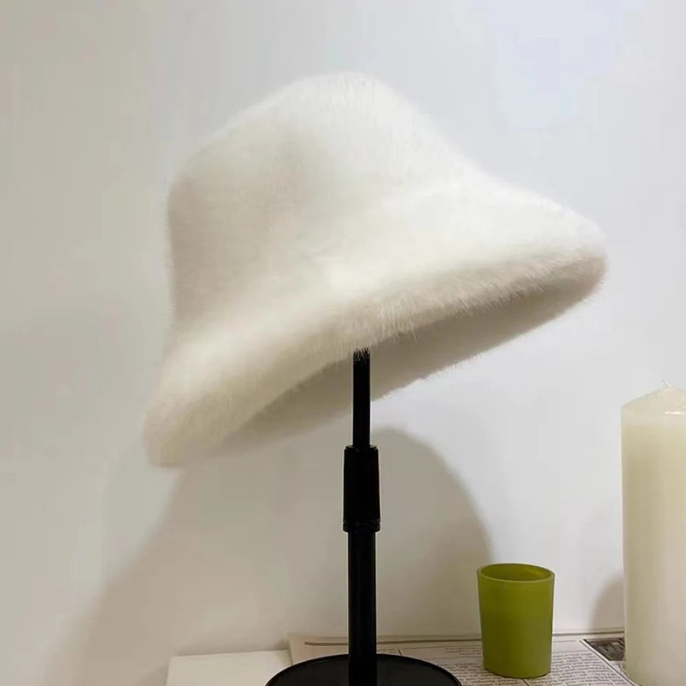 Y2K Faux Fur Fluffy Bucket Hat