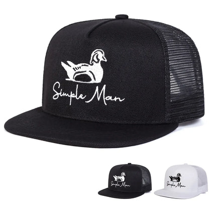 Unisex Simple Man Embroidered Mesh Snapback Cap