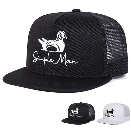 Unisex Simple Man Embroidered Mesh Snapback Cap