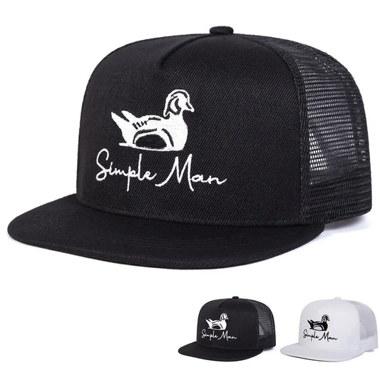 Unisex Simple Man Embroidered Mesh Snapback Cap