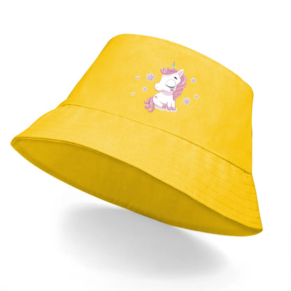Pink Cartoon Unicorn Print Trendy Bucket Hat