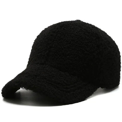 Lamb Wool Plush Winter Baseball Cap