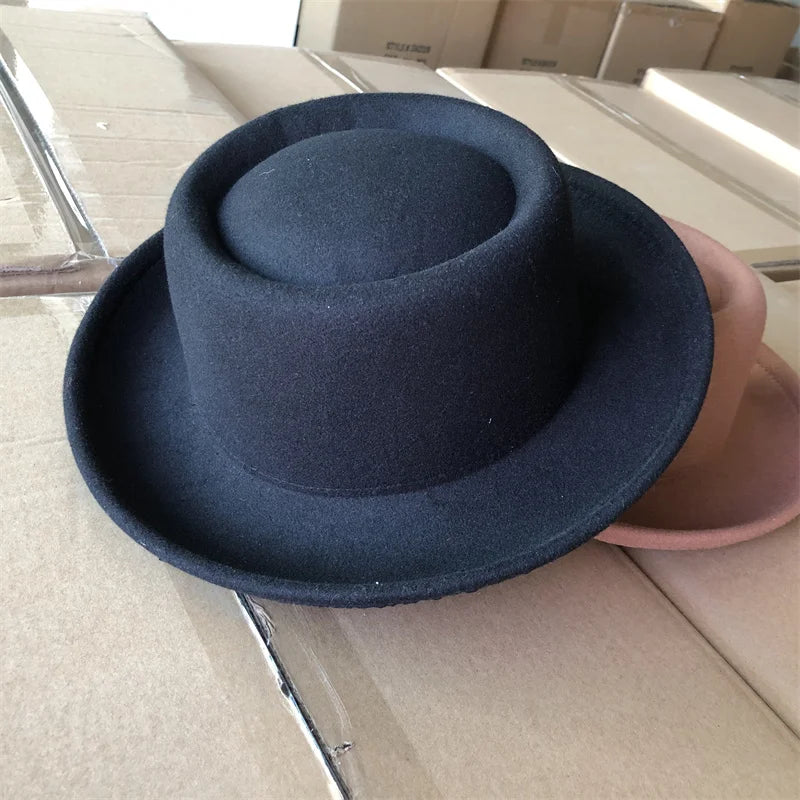 Men Women Autumn Winter Pork Pie Fedora Jazz Hat