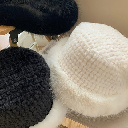 Fluffy Mongolian Fur Winter Bucket Hat