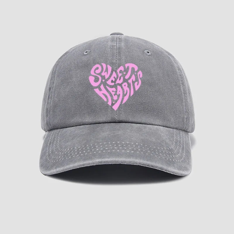 Pink Heart Letter Print Baseball Cap