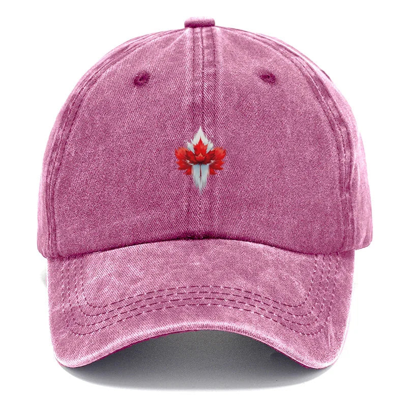 Vintage Washed Cotton Red Maple Leaf Baseball Cap