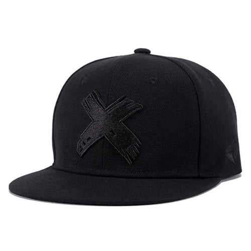 X Embroidered Flat Edge Snapback Hat