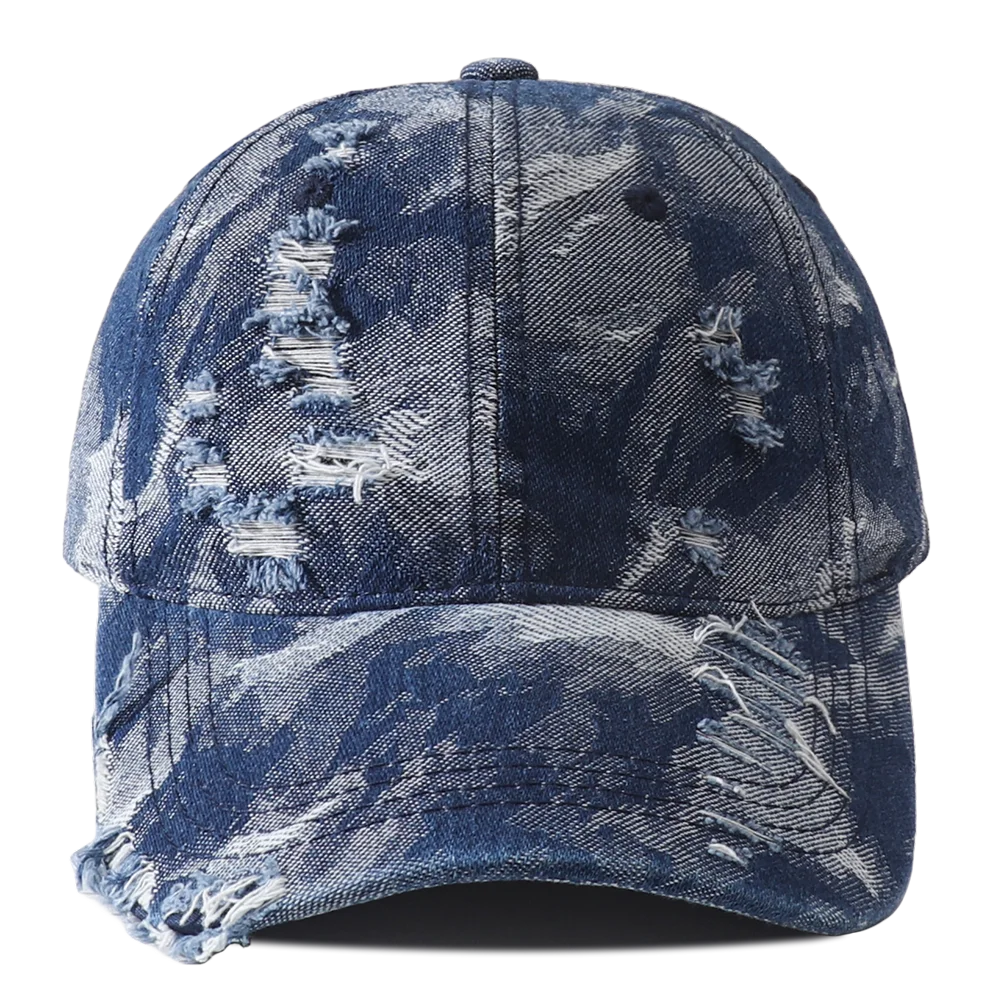 Vintage Distressed Denim Hip Hop Streetwear Baseball Cap