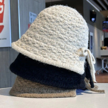 Korean Warm Solid Wool Bucket Hat