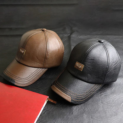 Premium PU Leather Winter Baseball Cap