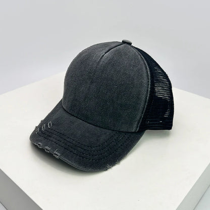 Color Block Distressed Mesh Trucker Baseball Cap