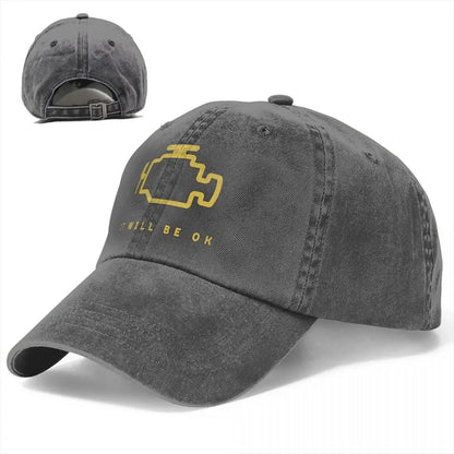 Mechanic Check Engine Light Washed Baseball Cap