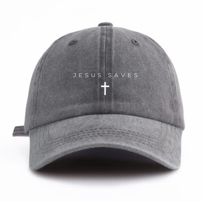 Jesus Saves Print Washed Baseball Cap