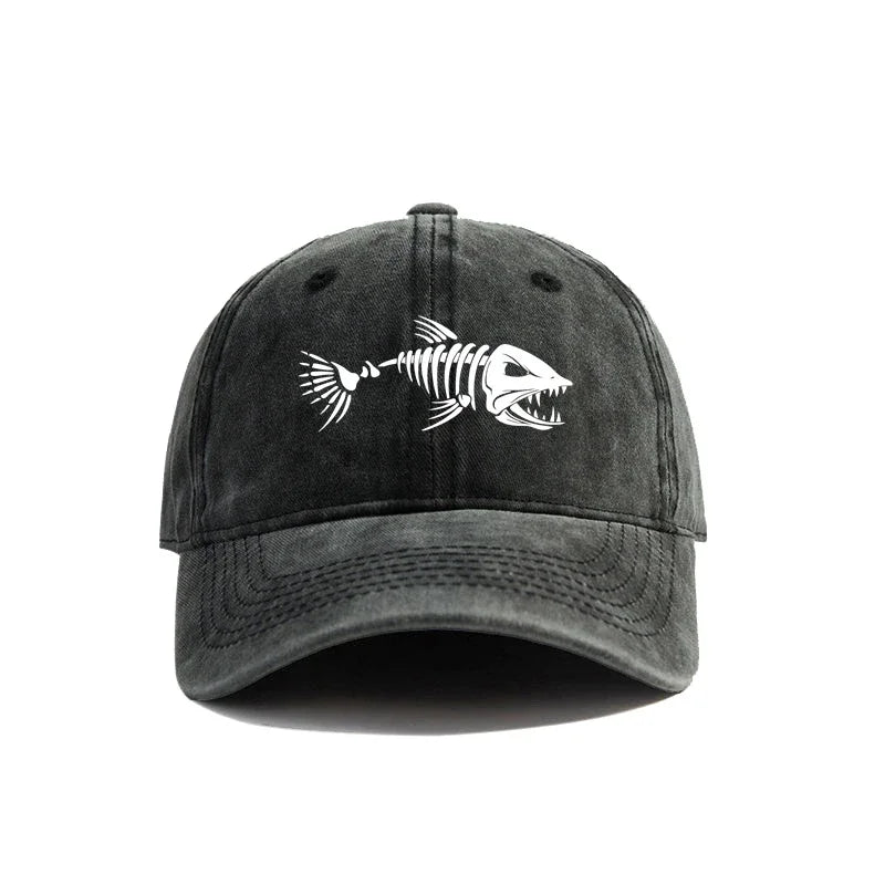 Vintage Fishbone Print Unisex Baseball Cap