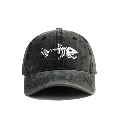 Vintage Fishbone Print Unisex Baseball Cap