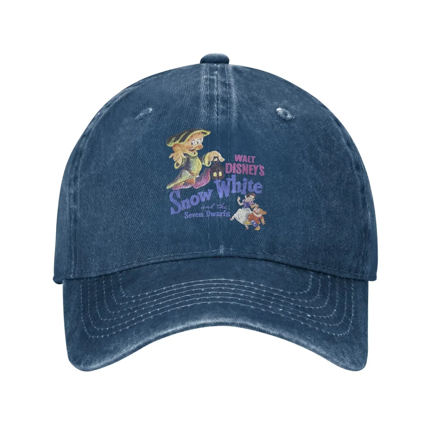 Snow White Dopey Movie Poster Distressed Denim Baseball Cap