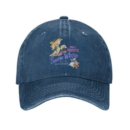 Snow White Dopey Movie Poster Distressed Denim Baseball Cap