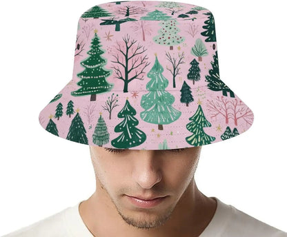 Summer Pink Green Xmas Tree Christmas Bucket Hat