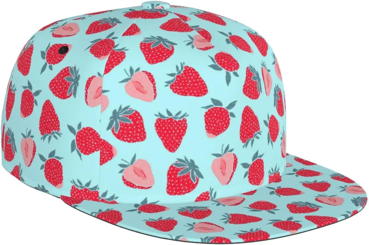 Cute Strawberry Flat Brim Snapback Cap