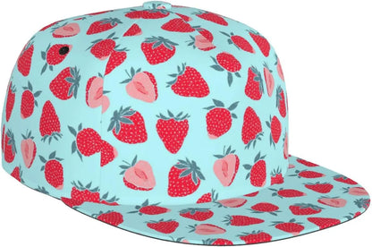 Cute Strawberry Flat Brim Snapback Cap