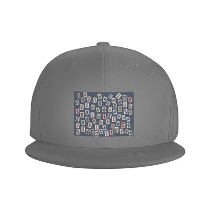 Blue Mahjong Tile Game Pattern Snapback Cap
