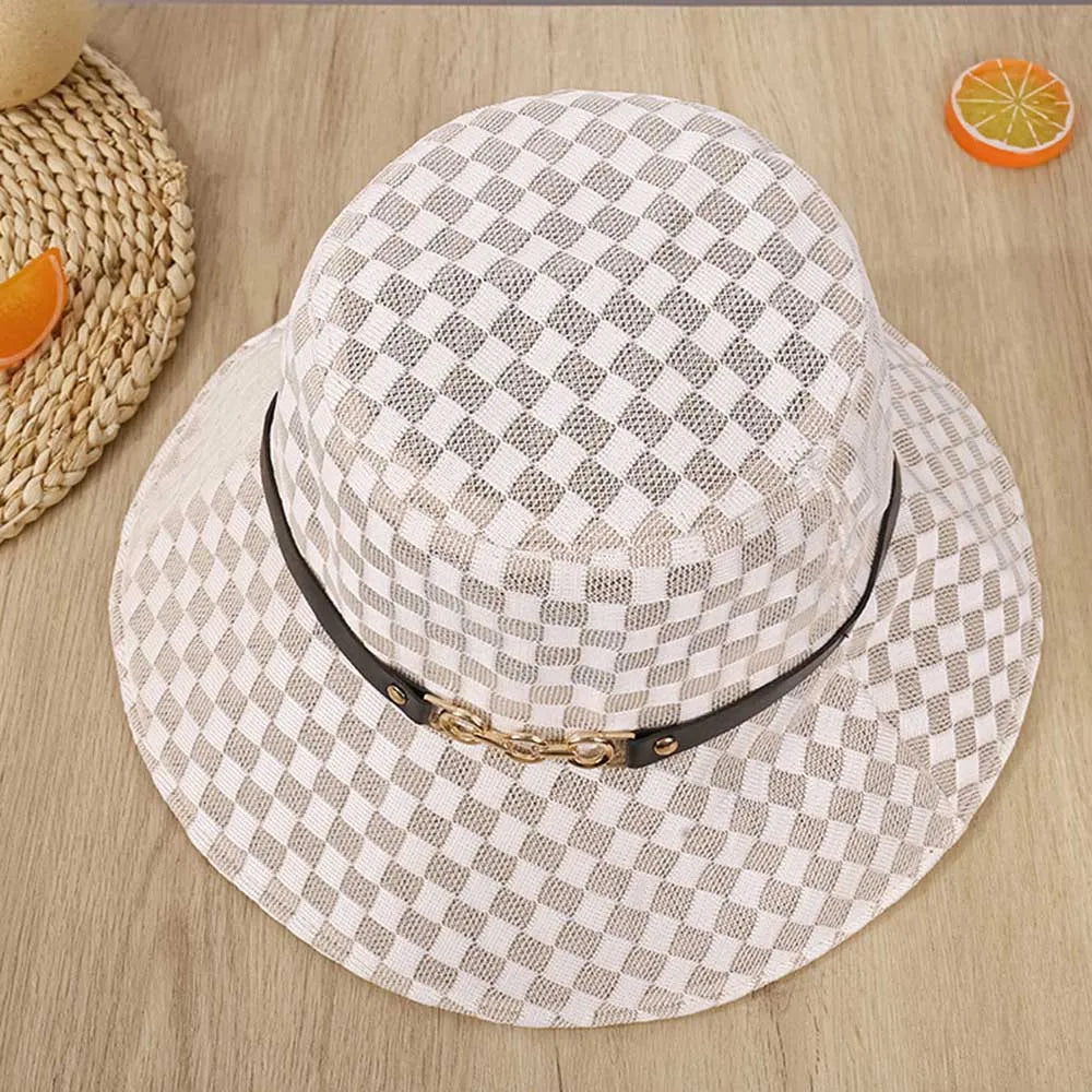Women Plaid Travel Bucket Hat