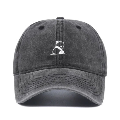 Fashion Panda Embroidery Washed Cotton Baseball Cap