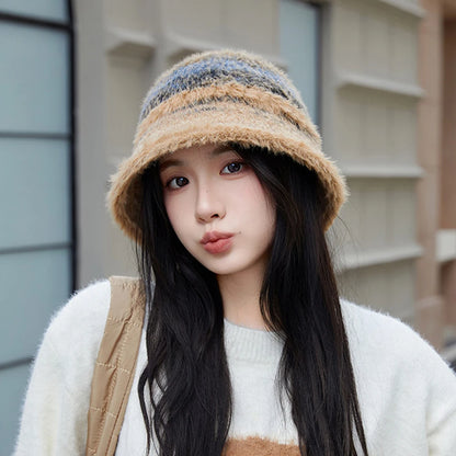Gradient Plush Earflap Winter Bucket Hat