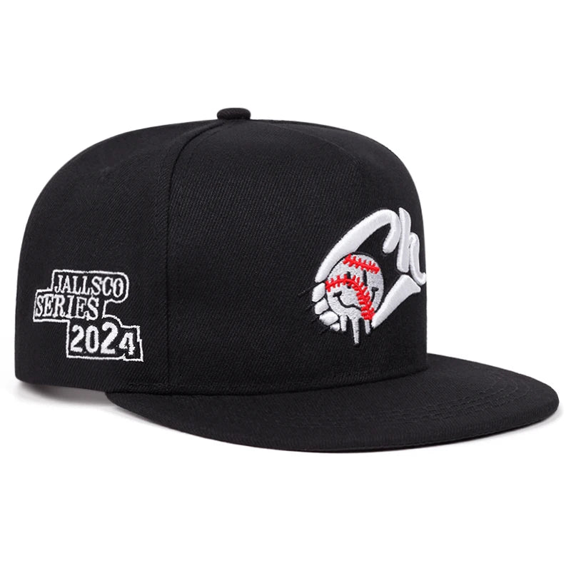 Unisex CH Tennis Embroidery Flat Brim Hip Hop Baseball Cap