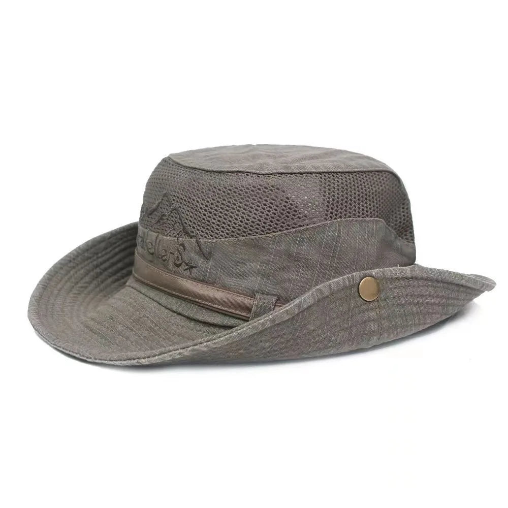 Breathable Mesh Cotton Wide Brim Bucket Hat