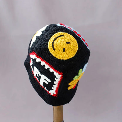 Colorful Gradient Flower Knitted Wool Bucket Hat