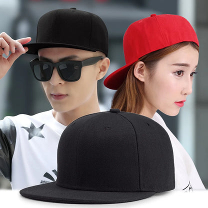 Unisex Solid Flat Brim Hip Hop Snapback
