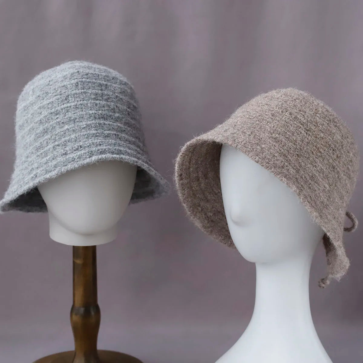 Women’s Wool Knit Bow Winter Bucket Hat