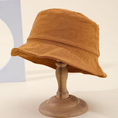 Retro Corduroy Winter Bucket Hat