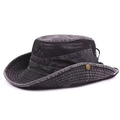 Breathable Mesh Cotton Wide Brim Bucket Hat