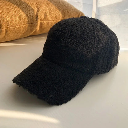 Women Plush Lamb Wool Winter Baseball Cap
