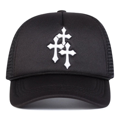 Unisex Cross Embroidery Baseball Net Caps