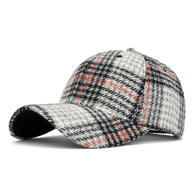 Classic Plaid Hard Brim Face Slimming Duckbill Baseball Hat