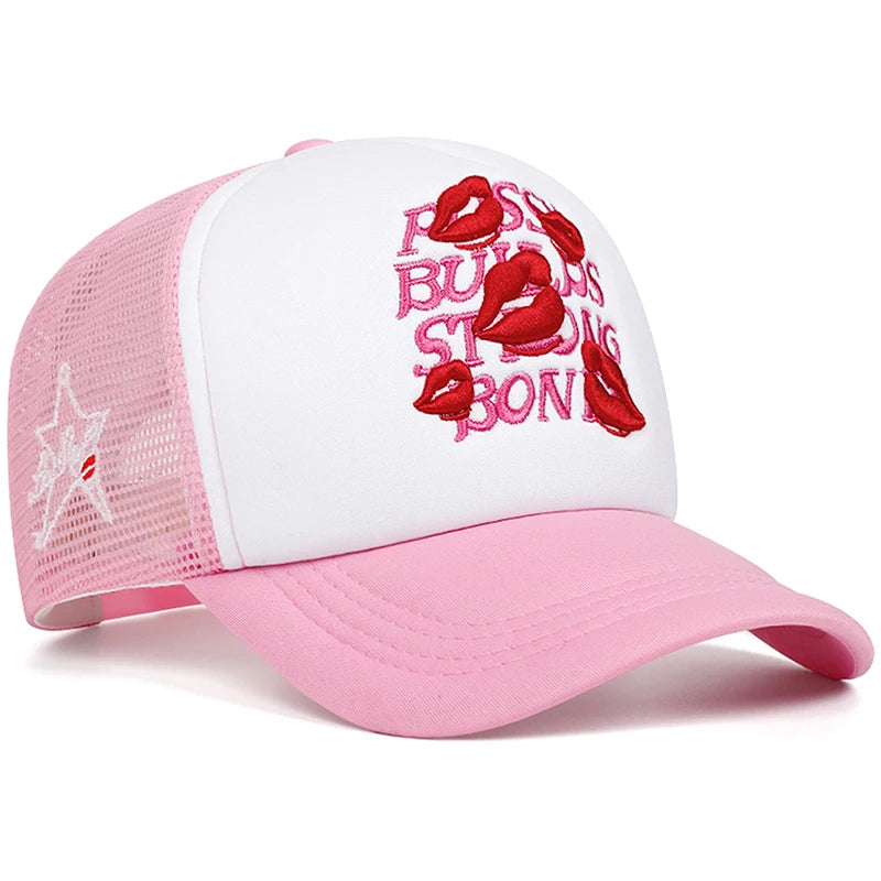 Unisex Lipprint Embroidered Baseball Cap